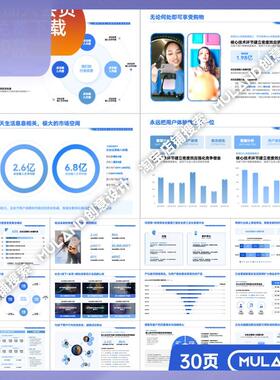 M79蓝色数据分析汇报逻辑架构图市场营销品牌电商业计划书PPT模板