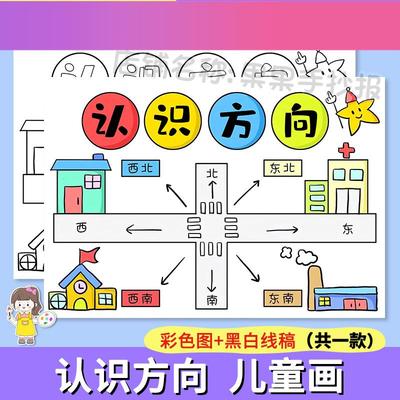 电子版位置与方向手抄报模板电子版小学生数学关于认识方位的认识