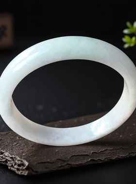 翡翠手镯a货大号63mm冰糯种淡绿色老坑带证书天然缅甸玉镯子0171