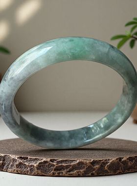 老坑a货翡翠手镯58mm绿色阳绿飘花乌鸡带证书天然缅甸玉镯子0194