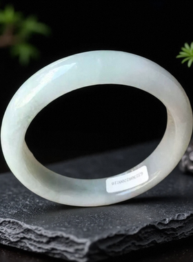 老坑a货翡翠手镯57mm冰糯种圆绿色正圈带证书天然缅甸玉镯子0210