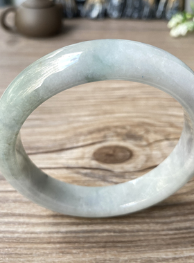 老坑a货翡翠手镯58mm糯种飘花绿色正圈带证书天然缅甸玉镯子0969