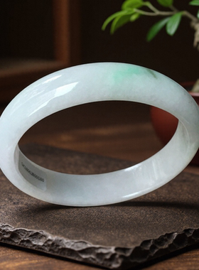 老坑a货翡翠手镯贵妃55mm绿色飘花椭圆带证书天然缅甸玉镯子0180