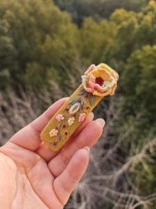 纯手工刺绣发夹成品绣花紫藤优雅复古田园风发卡一字夹扭扭夹弹簧