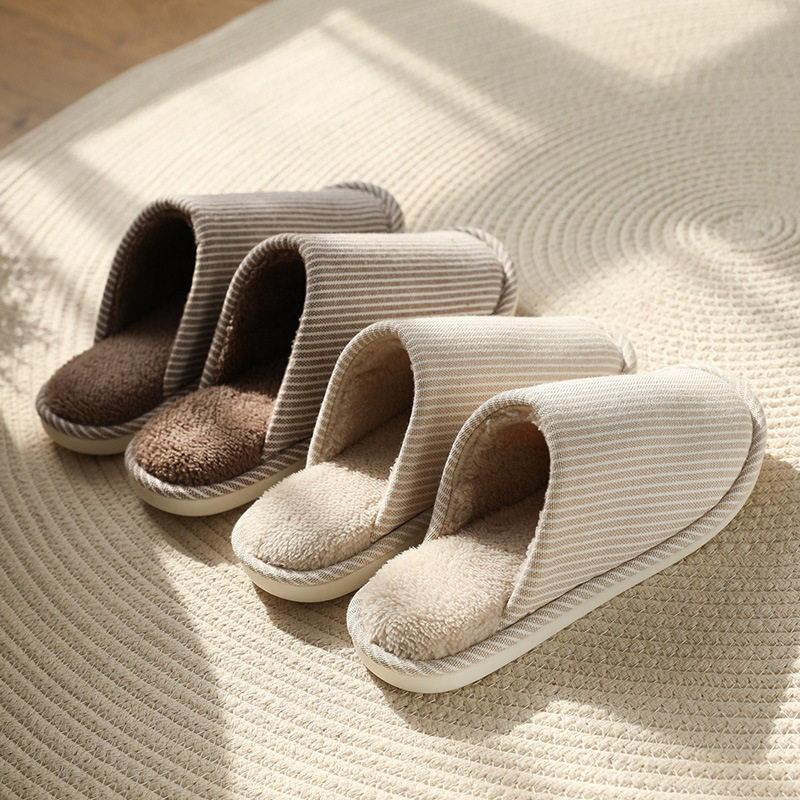 日式棉拖鞋冬天保暖加厚毛绒室内居家用防滑地板拖鞋女秋冬季