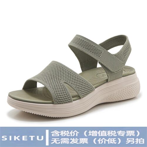 思可图8928-7新款2026夏季休闲厚底魔术贴凉鞋女简约轻盈沙滩女鞋