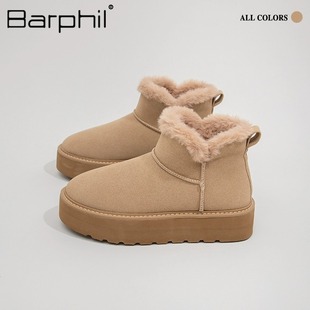 Barphil厚底雪地靴女款加绒加厚保暖防滑耐磨透气增高短靴子