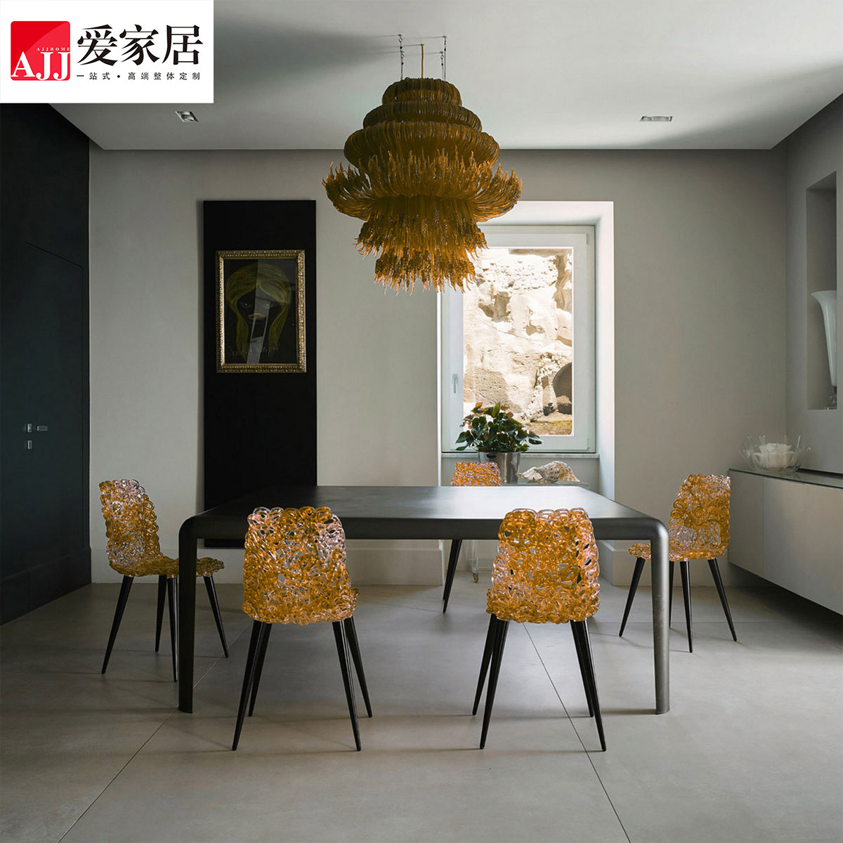 爱家居 意式轻奢聚炭酸脂酒店会所样板间创意飞度椅餐椅K-005