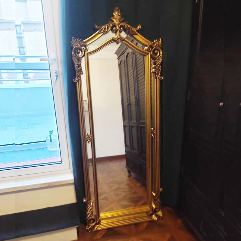 欧式雕花穿衣镜全身大镜子复古试衣镜壁挂镜落地镜玄关服装店镜子
