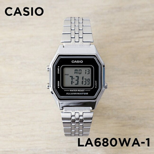 卡西欧手表女CASIO 1D钢带百搭金属小银表学生防水电子表 LA680WA