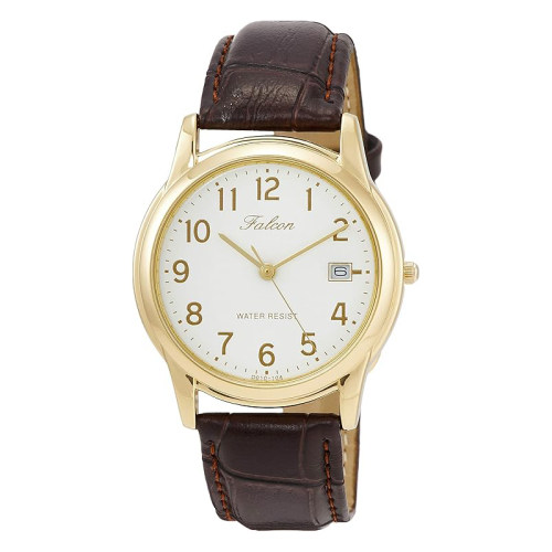 西铁城猎鹰手表棕色皮带防水