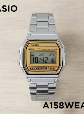 卡西欧CASIO A158WEA-9复古方块七年电力 金面 秒表防水电子手表