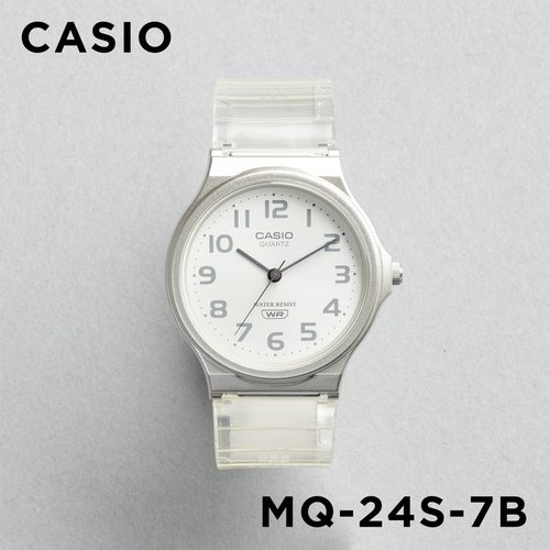 卡西欧CASIO MQ-24S-7B 白色透明果冻色学生防水手表小黑表指针式