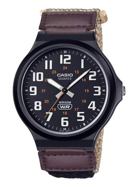 卡西欧手表CASIO MW-240B-5B 大表盘复习考试防水魔术贴扣指针表