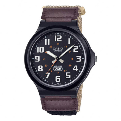 卡西欧手表CASIO MW-240B-5B 大表盘复习考试防水魔术贴扣指针表