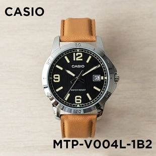 MTP 卡西欧手表CASIO V004L 1B2 商务休闲指针棕皮带防水石英表