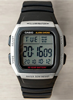卡西欧手表 CASIO W-96H-1A 户外运动休闲防水方块数显电子表