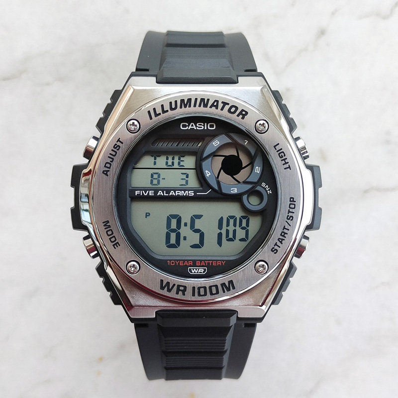 卡西欧手表男 casio mwd-100h-1a数字显示运动表黑武士防水电子表