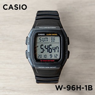 CASIO 户外运动休闲防水男士 方块数显电子表 96H 卡西欧手表