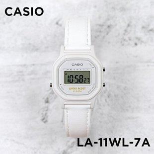 11WL 卡西欧手表女CASIO 白色小方表学生带闹钟防水电子表