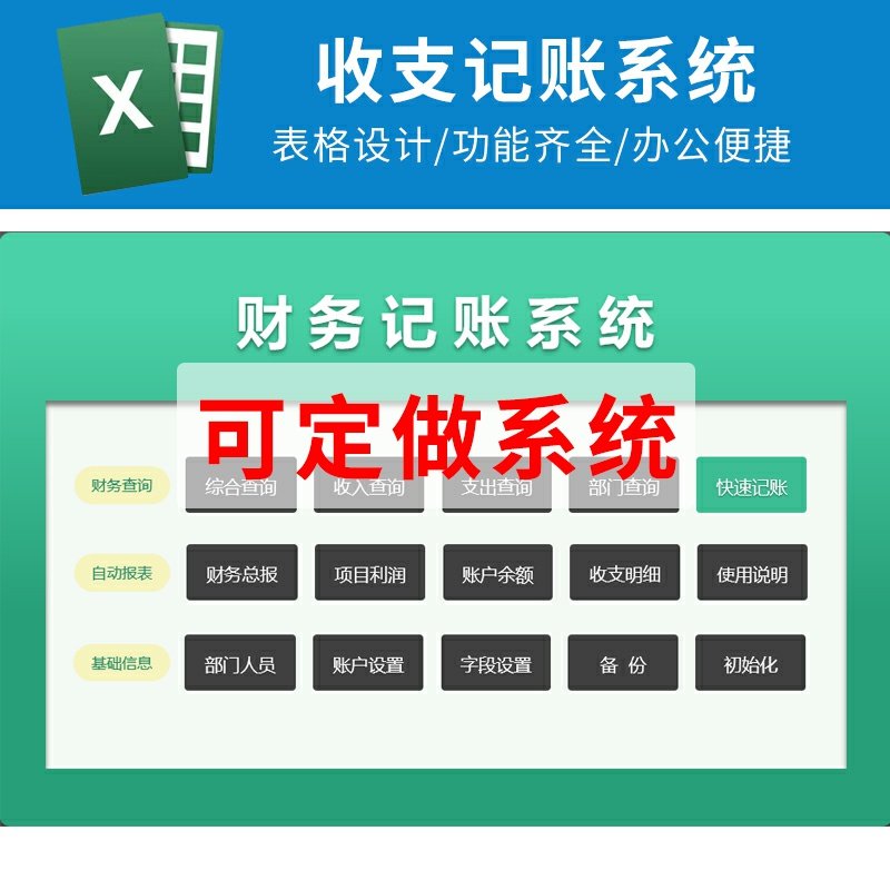 Excel财务记账系统项目收支明细登记收入支出流水账查询利润表格