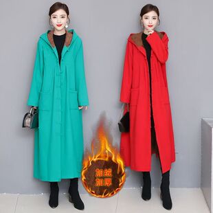 茶服女棉麻风衣加绒加厚长款外套文艺复古禅意禅修居士民族风秋冬