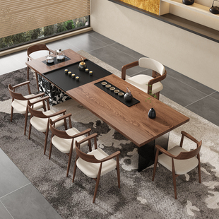 老板办公室大型实木大板茶桌椅组合岛台现代简约接待泡茶台高级感