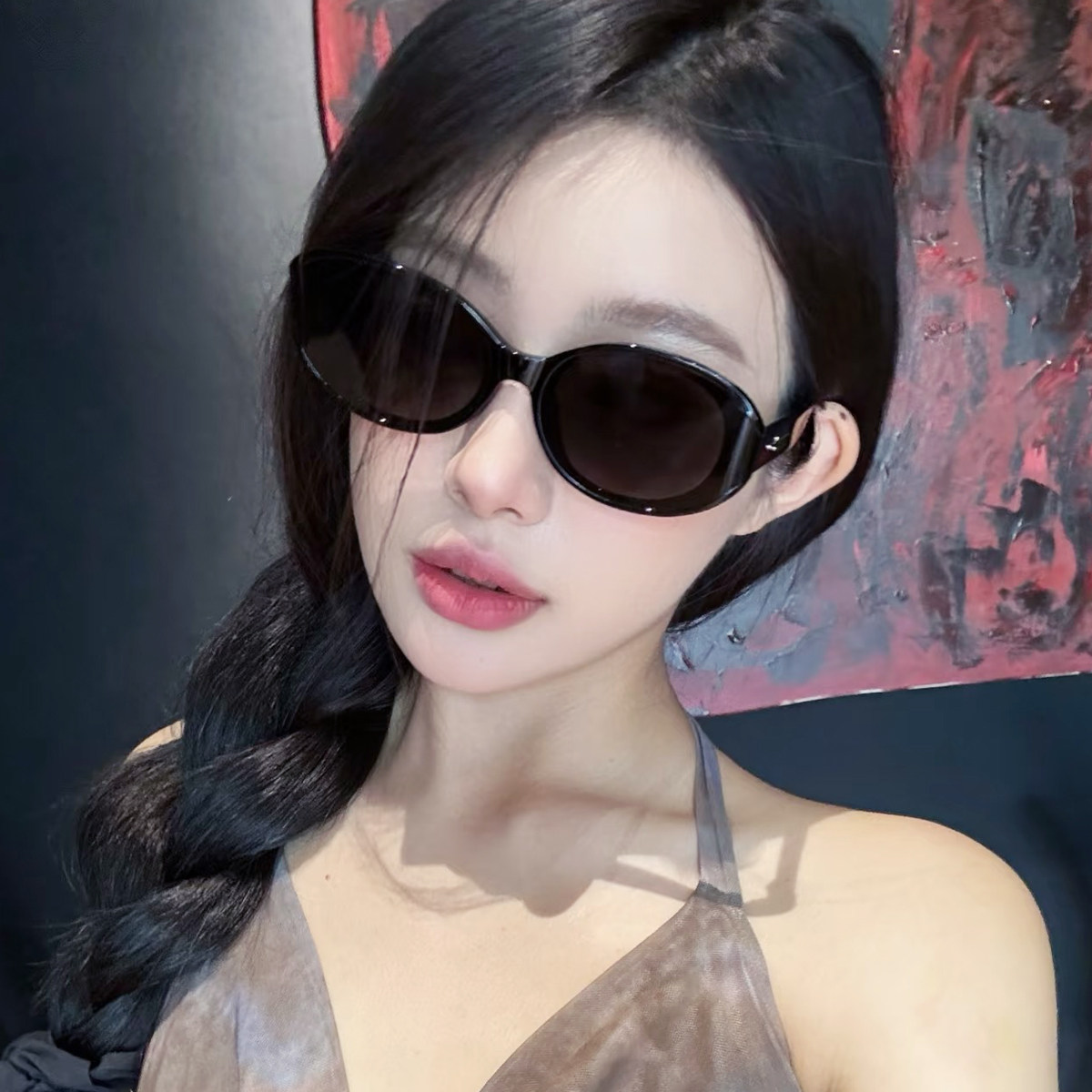 【折扣】GM曲面屏一体复古太阳眼镜小圆框防紫外线墨镜女板材