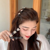 2023年网红新款 珍珠水钻懒人编发神器洋气碎发发夹刘海夹侧边发卡