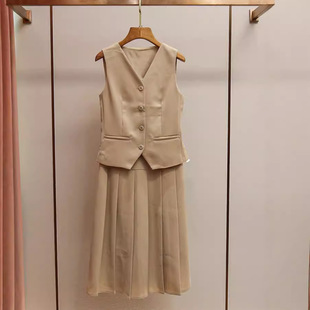 深圳南油高端女装夏季新款简约无袖西装马甲背心+半身裙套装女