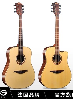 法国品牌LAG民谣吉他面单T270DCE单板电箱民谣木吉他哑光41英寸