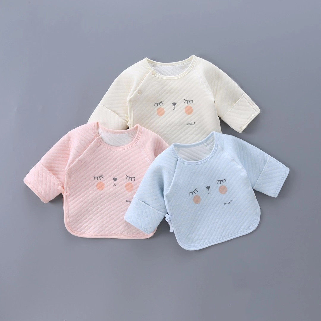 泡泡雨新生儿半背衣春秋0-3个月婴儿保暖上衣刚出生宝宝纯棉衣服