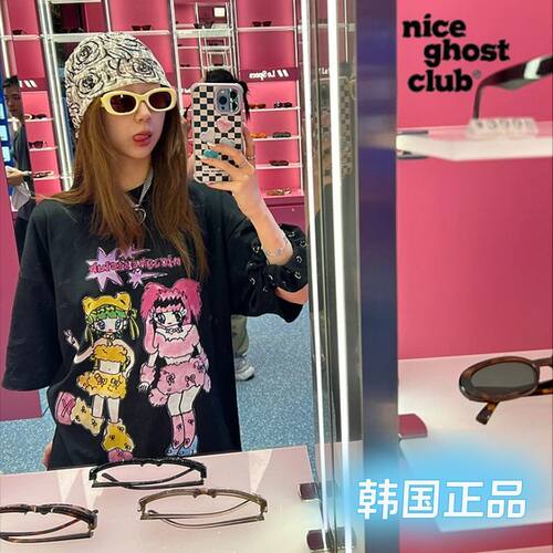 韩国正品niceghostclub甜酷辣妹卡通短袖宽松T恤林娜琏姜涩琪同款