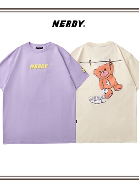 韩国正版N=RDY字母印花后背小熊短袖宽松纯棉T恤夏季休闲上衣学生