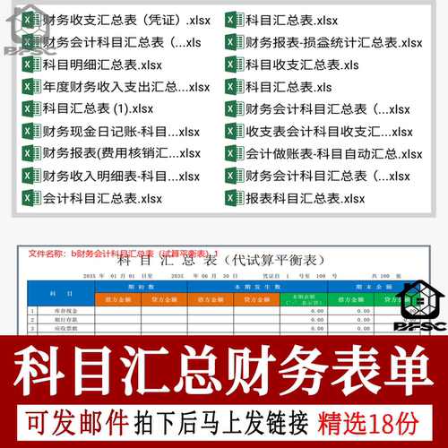 财务报表科目汇总excel表格明细收支报表会计做账模板电子ab科目