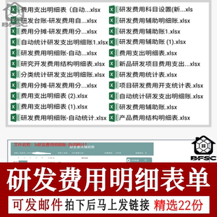 研发费用明细表单pq分类登记开支台账科目新品支出统计工程项目