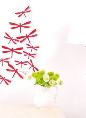 3D纯色仿真蜻蜓立体墙贴客厅电视墙创意家居2套包邮