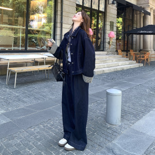 加丝巾三件套2D009 2026新款 子套装 牛仔衣配裤 2593P205控315 春装