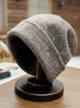 柔软不扎耗牛毛绒针织帽女冬季韩版保暖包头堆堆帽护耳舒适毛线帽