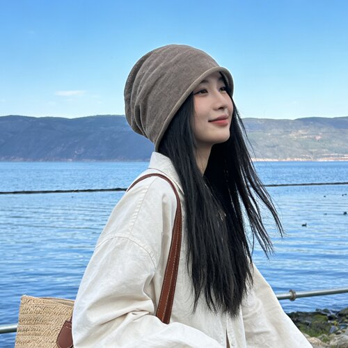 100%亚麻透气宽松堆堆帽男女通用