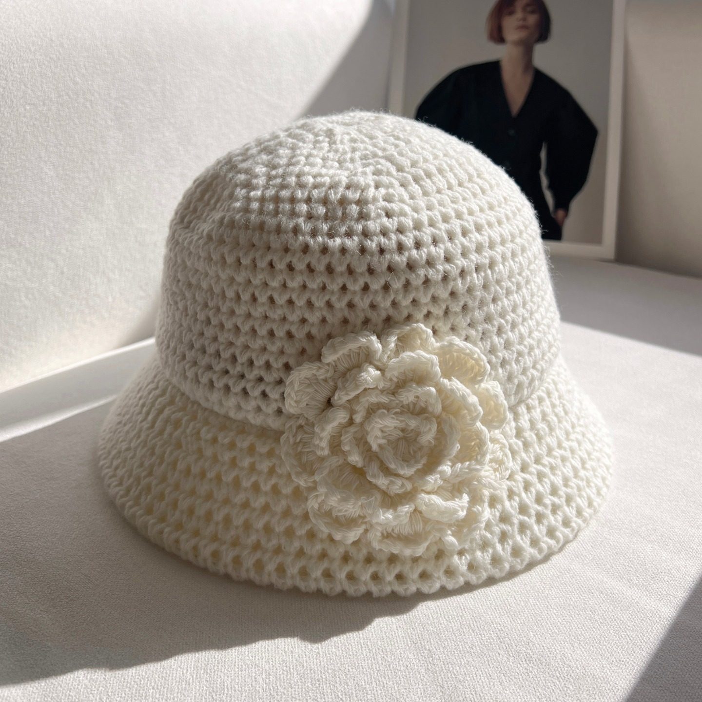 大花朵针织羊毛渔夫帽女日系秋冬镂空优雅百搭显脸小毛线盆帽保暖,服饰配件/皮带/帽子/围巾,帽子,淘宝优惠券,粉丝福利购,淘宝优惠卷