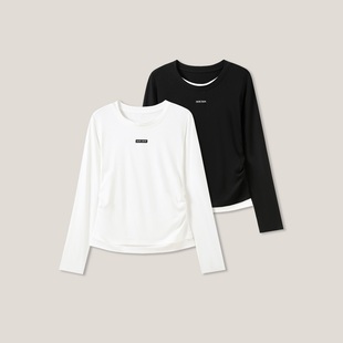 T恤假两件打底衫 字母贴标针织撞色圆领长袖 SS26332 23F