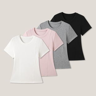 T恤SS28018 C纯色明边简约休闲百搭圆领短袖 13H