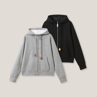 皮革拉链休闲羊毛外套ss26417 纯色设计款 3.4F