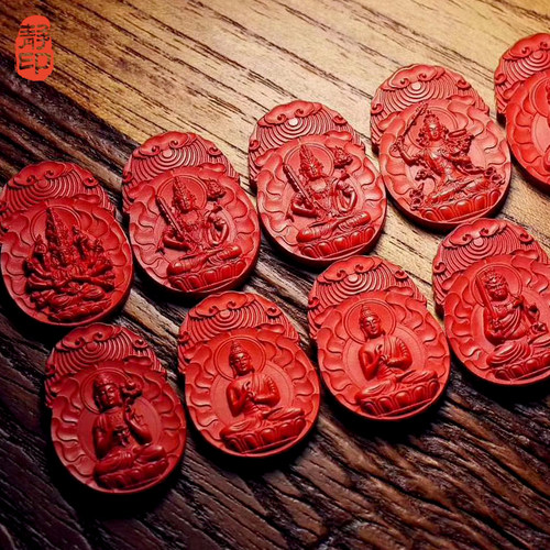 高含量双面本命佛朱砂吊坠