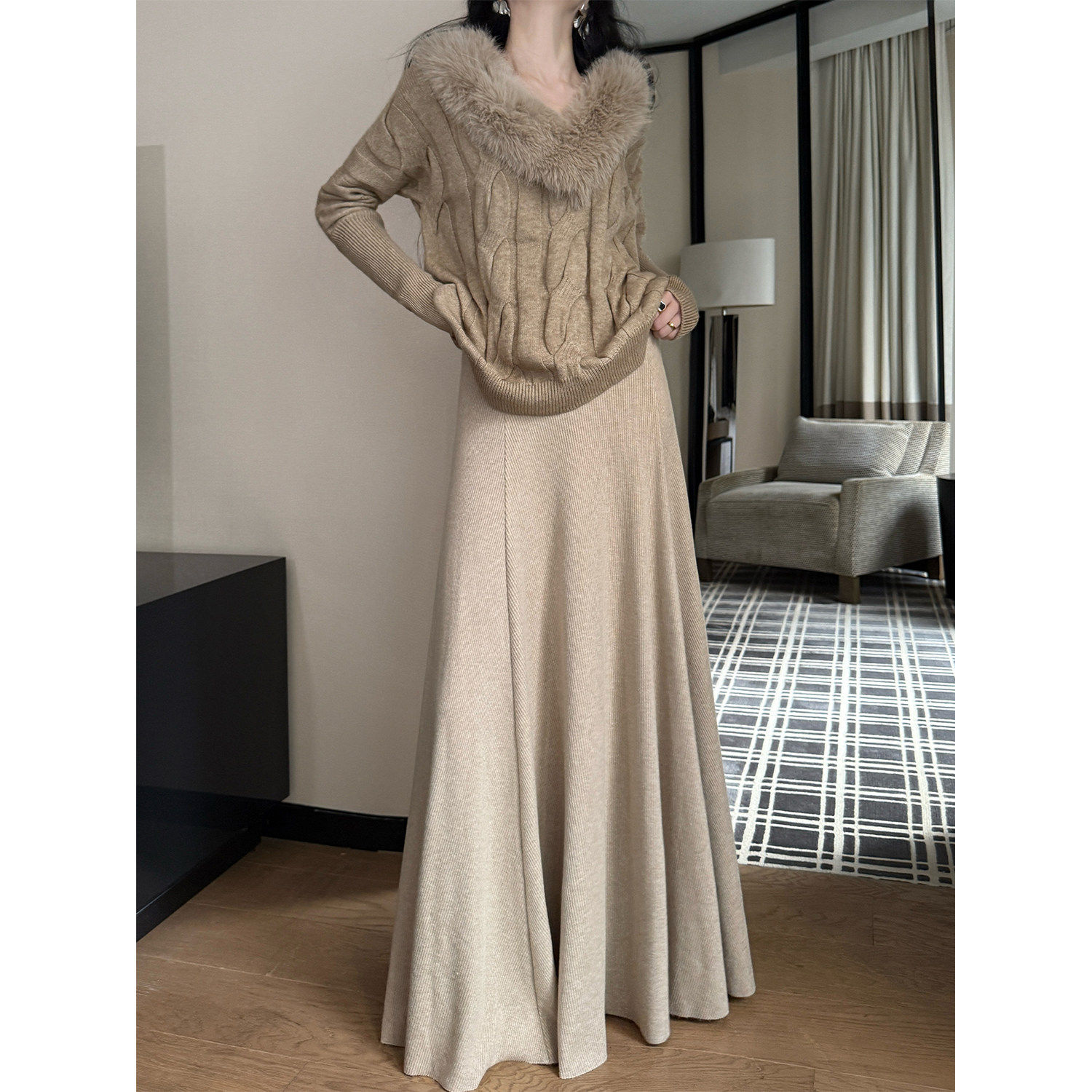 有洧Youwei超好看春装半身裙女2026新款a字显瘦直筒针织裙长裙子