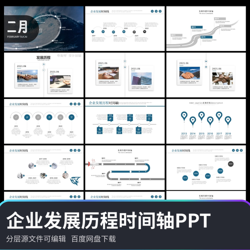 企业历程时间轴里程碑样宣传发展大事件数据图表总结汇报PPT模版