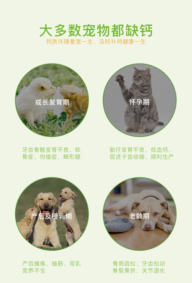 小宠优能钙宠物液体钙狗狗骨骼泰迪幼犬钙片金毛德牧萨摩