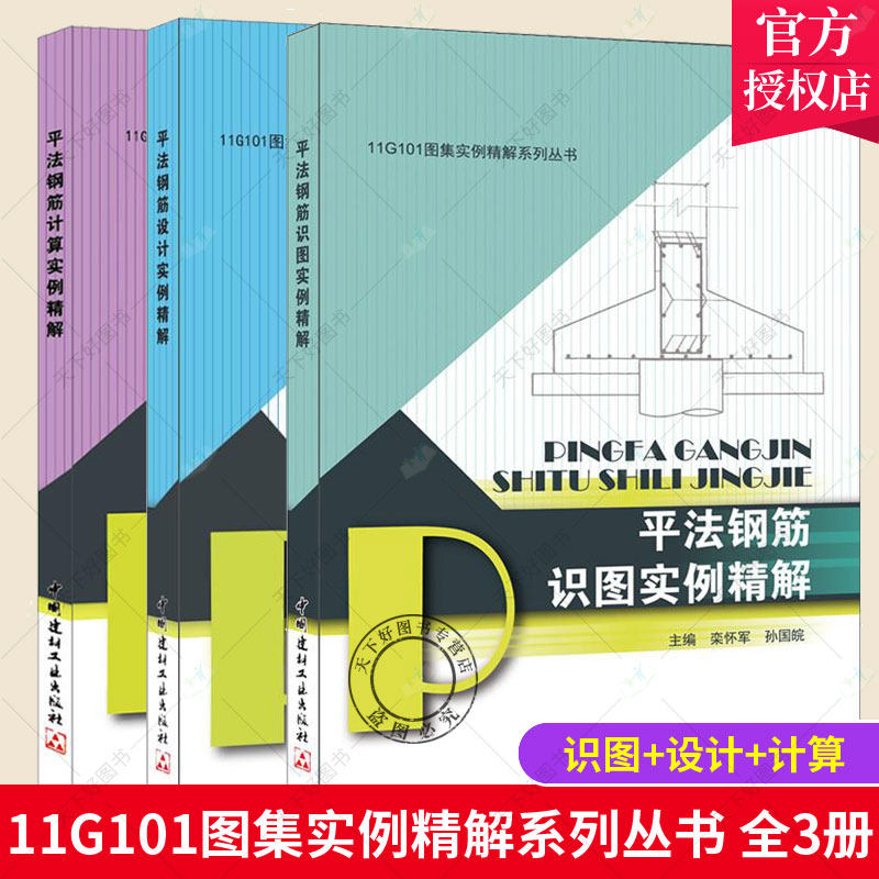 正版包邮 11G101图集实例精解系列丛书 全3册 平法钢筋识图实例精解+平法钢筋设计实例精解+平法钢筋计算实例精解 中国建材工业