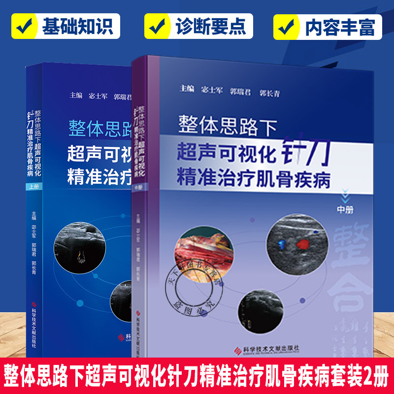 整体思路下超声可视化针刀精准治疗肌骨疾病上中2册 肌肉骨骼系统针刀疗法医学书籍 科学技术文献出版社